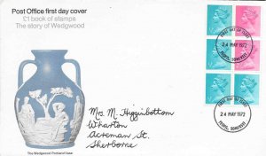 GB SGx841p 1972 WEDGWOOD BOOKLET PANE WITH p LEFT BAND FDC