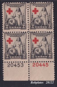 BOBPLATES US #702 Red Cross Bottom Left Plate Block 20453 20445 MNH