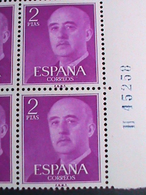 ​SPAIN-1956 SC# 830 WORLD STAMP DAY GENERAL-FRANCO -MNH BLOCK OF 4 VERY FINE