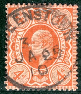 GB KEVII Stamp SG.239 4d Brown-Orange CDS 1910 Used Cat £140+100%=£280 GRED116