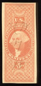 US Scott R90a Used $5 red Manifest Revenue Lot AR048 bhmstamps