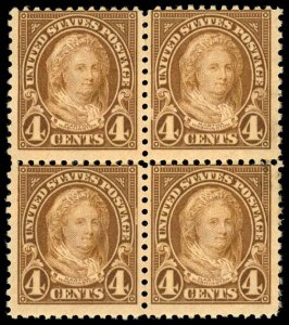 US Sc 636 MH/MNH BLOCK of 4 (1 hinged) - 1927 4¢ - Martha Washington - See Desc