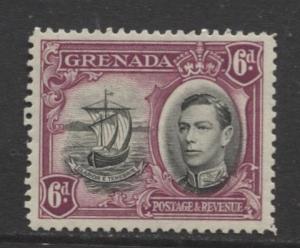 Grenada -Scott 138- KGVI- Definitive Issue-1938 -MLH- Single 6p Stamp