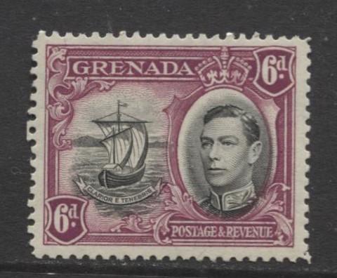 Grenada -Scott 138- KGVI- Definitive Issue-1938 -MLH- Single 6p Stamp