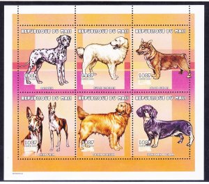 Mali 1084 MNH 2000 Various Type of Dogs Souvenir sheet of 6 (SEE DESCRIPTION)