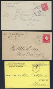 US 1900 20 FIVE TEXAS TOWN COVERS INCLUDING OFFICIAL FREE FRANK KERRVILLE ALIEF