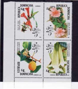 Dominican Republic 2001 FOWERS Block of 4 Perforated Mint (NH)