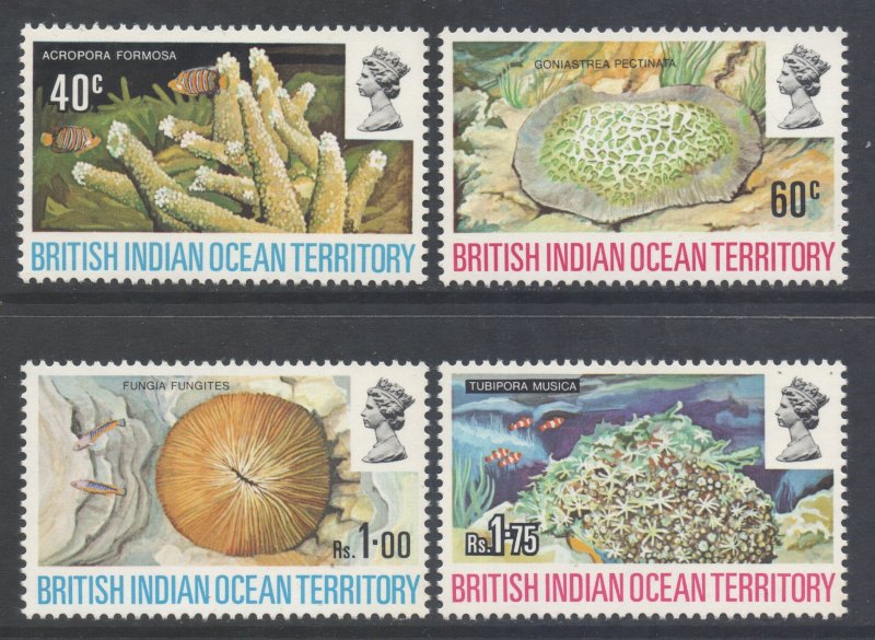 BIOT Indian Ocean Scott 44/47 - SG41/44, 1972 Coral Set MH*
