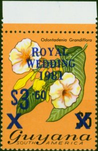 Guyana 1981 Royal Wedding $3.60 on $5 SG769c 'Opt Double' V.F MNH