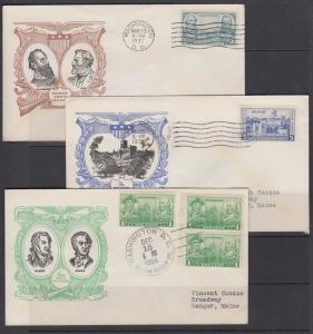 US Planty 785-794-8 FDC. 1937 Army-Navy cplt set, 10 Matched Linprint Cachets