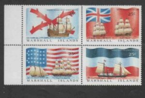 MARSHALL ISLANDS #194a 1988 COLONIAL SHIPS & FLAGS MINT VF NH BLOCK4 aa