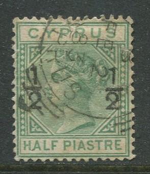 Cyprus - Scott 18 - QV - Definitives-Overprint-1884 - Used - Single 1/2pi Stamp