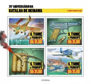 St Thomas - 2020 Battle of Okinawa WWII - 4 Stamp Sheet - ST200204a