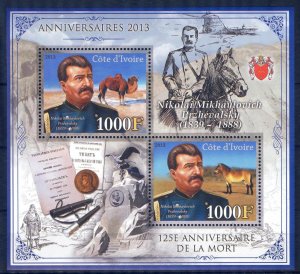 Ivory Coast 2013 N. M. Przhevalsky Horses Camels Sheet MNH