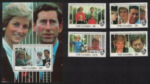 Gambia Prince and Princess of Wales 4v+MS 1991 MNH SG#1170-MS1174