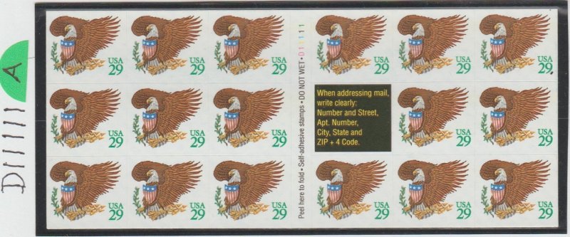 2596A, Complete Set of 17 Panes, Green - Eagle & Shield. MNH, .29 cent