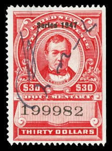 Scott R480 1947 $30.00 Dated Red Documentary Revenue Used VF