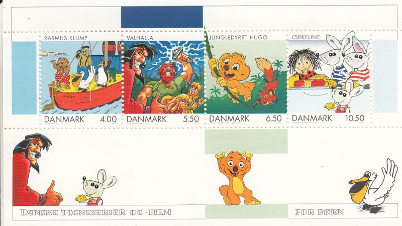 Denmark MNH Scott #1221a Souvenir sheet of 4 Comics and Cartoons