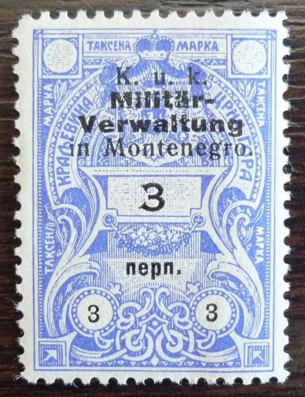 WWI AUSTRIA - MONTENEGRO - OVERPRINTED REVENUE STAMP R! J52