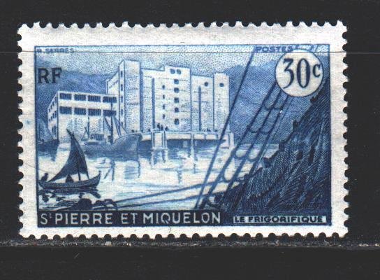 Saint Pierre and Miquelon. 1956. 375 from the series. Sailboat, fridge. MNH.