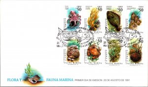 SCHALLSTAMPS CHILE 1991 CACHET FDC COVER COMM MARINE FAUNA SPECIAL CANC