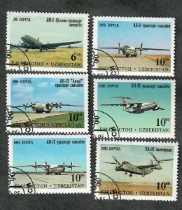 Uzbekistan #88 - 93 Aircraft used singles