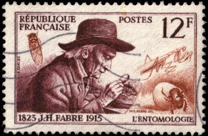 FRANCE - 1956 15fr J.H. Fabre / Entomologist Yv.1055 / Sc.790 VFU (c)