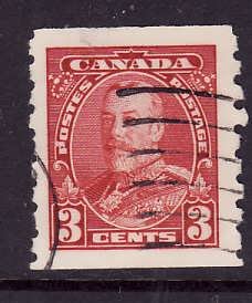 Canada-Sc#230-used 3c dark carmine-KGV Pictorial coil-id#263-1933-