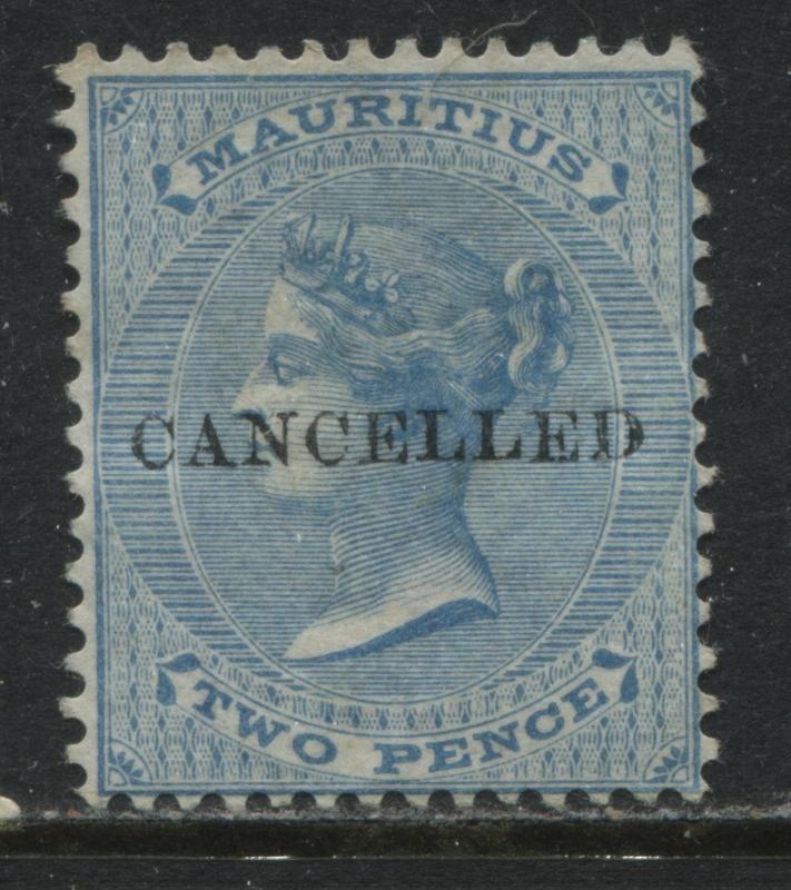 Mauritius QV 1863 2d blue overprinted Cancelled