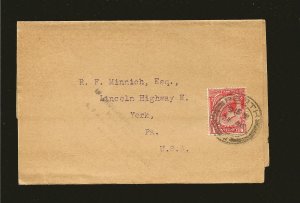 Great Britain Postmarked Perth 1927 KG V 1 Penny Red Stamp on Newspaper Wrapper