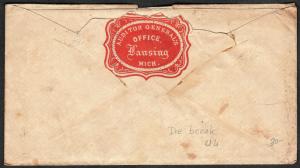 US #11 Die Break On Cover 1856 Lansing MI to Hartford CT