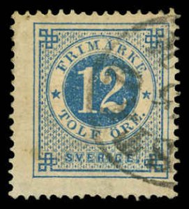 SWEDEN Sc 32 F-VF USED - 1877 12o Numeral Design-Sound