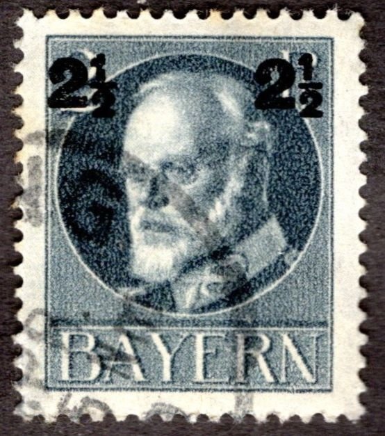 1916, Germany Bavaria 2 1/2pf, Used, Sc 115