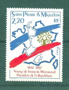 ST. PIERRE & MIQUELON SC# 493 FRENCH PRESIDENT VISIT 1987