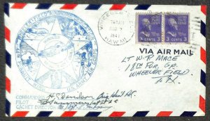 USA #807 PREXY STAMPS JUMBO BOOKLET PAIR HAWAII WHEELER FIED AIRMAIL COVER  1941