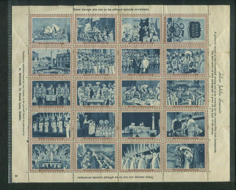 1955 25th Irish Hospitals Sweepstakes Silver Jubilee Souvenir Stamp Sheet