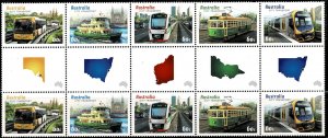 AUSTRALIA  2012 CAPITAL CITY TRANSPORT  GUTTERSTRIP MNH