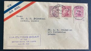 1935 Manila Philippines Airmail Cover To Labuan Via Flying Boat British Air