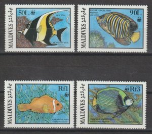 MALDIVES 1986 WWF SG 1183/4/5/7 MNH