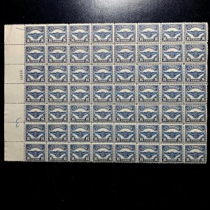 WCstamps: U.S. Scott #C5 / CV $8,000 / 16c Air Mail Partial Sheet (56) Mint OGnh 