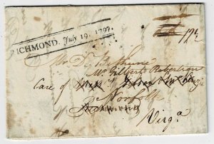 1797 Richmond, Virginia straight line receiving cancel on forwarded cover