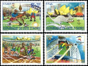 Ivory Coast 2000 Sc 1081-1084 Sports Soccer Football Rugby Olympics Track CV $12