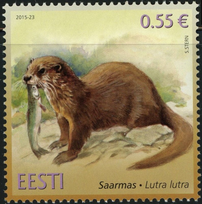 Estonia #793 Eurasian Otter Lutra Lutra 0.55€ Postage Stamp 2015 Eesti MLH