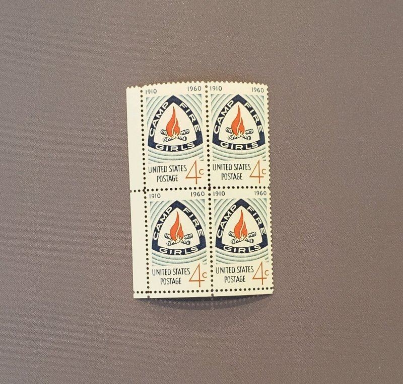 1167, Camp Fire Girls, Block of 4, Mint OGNH, CV $1.40