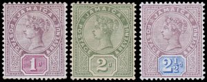 Jamaica Scott 24-26 (1889-91) Mint H F-VF Complete Set, CV $48.50 M