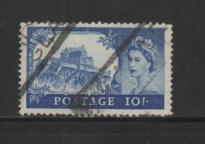 GREAT BRITAIN #311 1955 10sh QEII & EDINBURGH, SCOTLAND F-VF USED