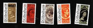 Gibraltar-Sc#1278-82-unused NH set-Stamp on Stamp-2011-