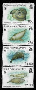 Br. Antarctic Terr. #410-3 MNH Strip - WWF - Crabeater Seal