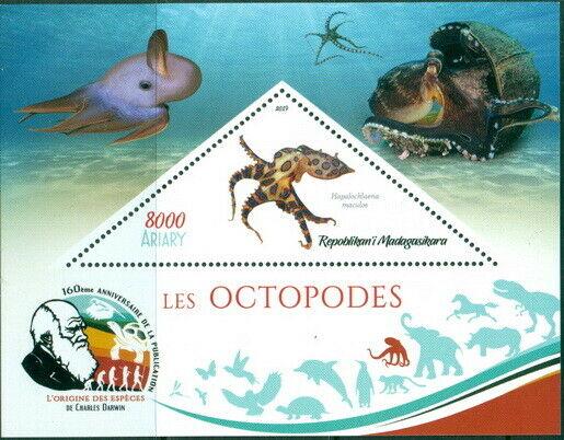 OCTOPUS MARINE FAUNA CHARLES DARWIN MADAGASCAR 2019 MNH STAMP SET 4 SHEETS