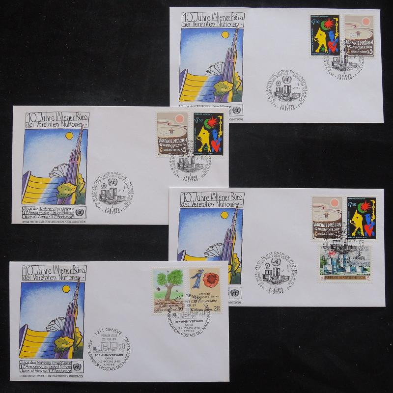 ZS-T167 UNITED NATIONS - Fdc, 1989 Lot Of 4 Different Covers